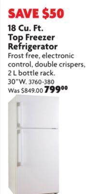 Home Hardware 18 cu. ft. top freezer refrigerator offer