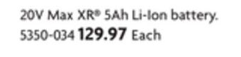 Home Hardware 20v max xr lithium-ion 5.0 ah battery offer