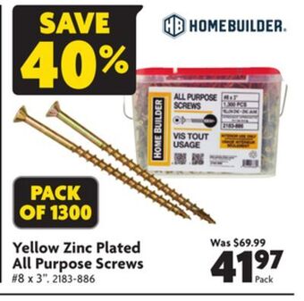Home Hardware Yellow zinc plated all purpose screws offer