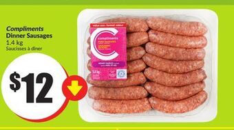 FreshCo Compliments dinner sausages 1.4 kg offer