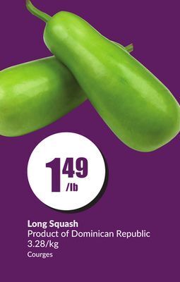 FreshCo Long squash product of dominican republic 3.28/kg offer
