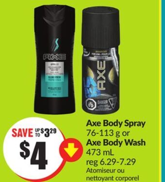 FreshCo Axe body spray 76-113 g or axe body wash 473 ml offer