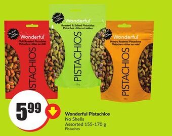 FreshCo Wonderful pistachios no shells assorted 155-170 g offer