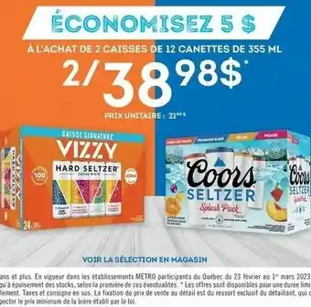 Metro Vizzy Hard Seltzer and Coors Seltzer offer