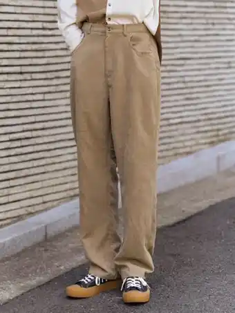 SheIn Shein men high waist slant pockets corduroy pants offer
