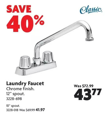 Home Hardware Laundry faucet 12" spout | 10" spout offer