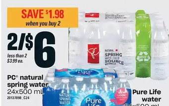 Zehrs Markets Pc natural spring water offer