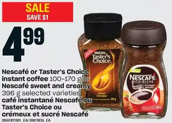 Independent Grocer Nescafé or taster's choice instant coffee or nescafé sweet and creamy offer