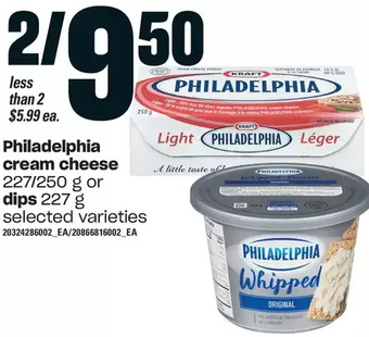 Independent Grocer Philadelphia cream cheese or dips offer