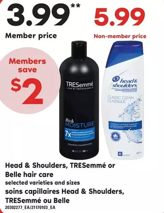 Independent Grocer Head & shoulder, tresemme or belle hair care offer