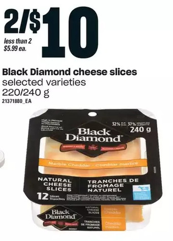 Loblaws Black diamond cheese slices offer