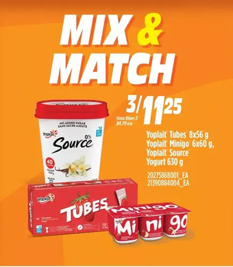 Zehrs Markets Yoplait tubes, yoplait minigo, yoplait source yogurt offer