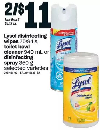 Loblaws Lysol disinfecting wipes, toilet bowl cleaner or disinfecting spray offer