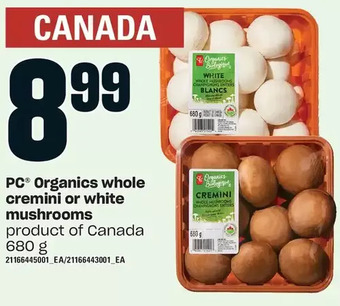 Zehrs Markets Pc organics whole cremini or white mushrooms offer