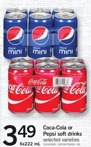 Fortinos Coca-cola or pepsi soft drinks offer