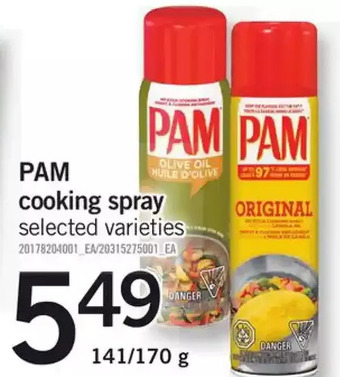 Fortinos Pam cooking spray offer