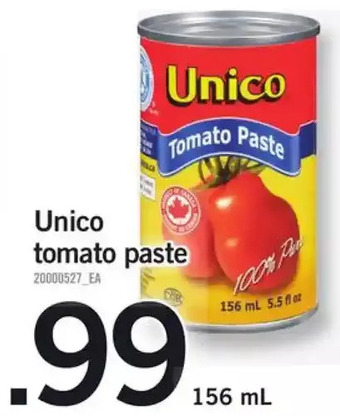 Fortinos Unico tomato paste offer