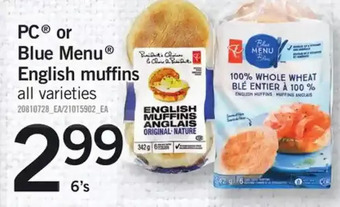 Fortinos Pc or blue menu english muffins offer