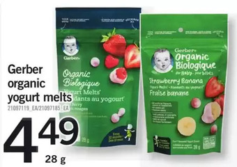 Fortinos Gerber organic yogurt melts offer