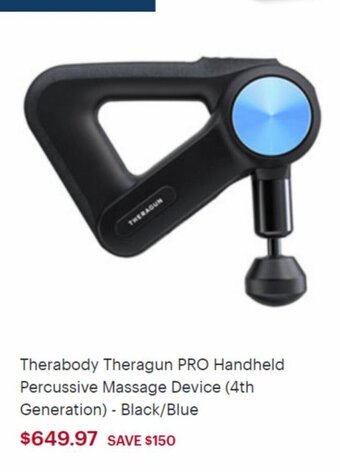 Best Buy Therabody Theragun PRO Handheld Percussive Massage Device (4th Generation) -Black/Blue offer