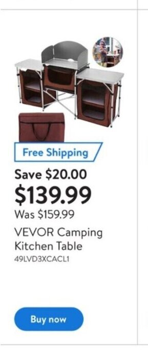 Walmart Vevor Camping Kitchen Table offer