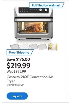 Walmart Costway 21QT Convection Air Fryer offer