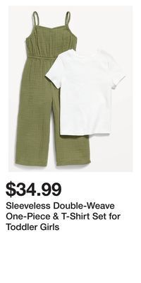 Old Navy Sleeveless double-weave one-piece & t-shirt set for toddler girls offer