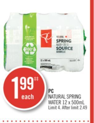 Shoppers Drug Mart Pc natural spring water offer