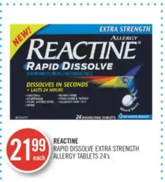Shoppers Drug Mart Reactine rapid dissolve extra strength allergy tablets offer