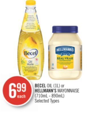 Shoppers Drug Mart Becel oil (1l) or hellmann's mayonnaise (710ml - 890ml) offer