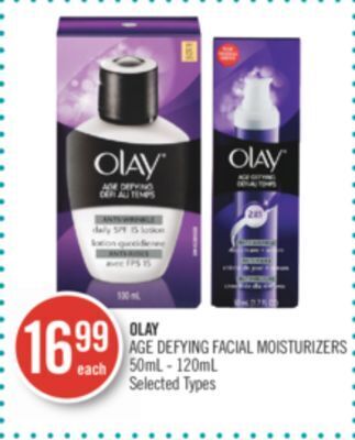 Shoppers Drug Mart Olay age defying facial moisturizers offer