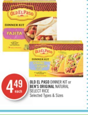 Shoppers Drug Mart Old el paso dinner kit or ben's original natural select rice offer