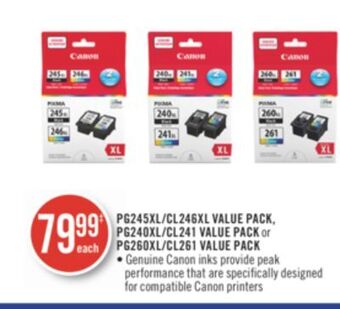 Shoppers Drug Mart Pg245xl/cl246xl value pack, pg240xl/cl241 value pack or pg260xl/cl261 value pack offer