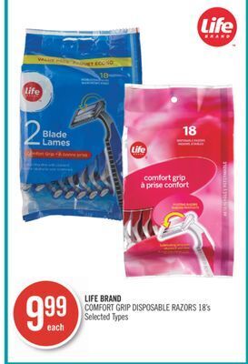 Shoppers Drug Mart Life brand comfort grip disposable razors offer