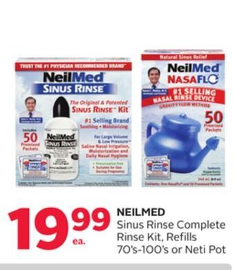 Rexall Neilmed sinus rinse complete rinse kit, refills 70' s-100' s or neti pot offer