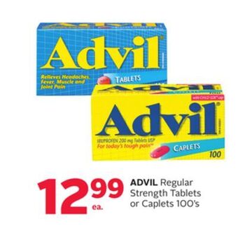 Rexall Advil regular strength tablets or caplets 100's offer
