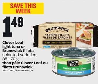 Independent City Market Thon pâle clover leaf ou filets brunswick, 85-170 g offer
