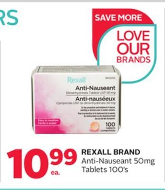 Rexall Rexall brand anti-nauseant 50mg tablets offer