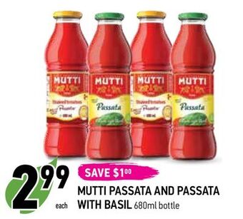 Coppa's Fresh Market Mutti passata and passata with basil offer