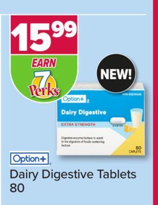 PharmaChoice Option+ dairy digestive tablets offer