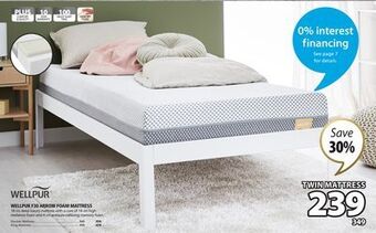 JYSK Wellpur f30 arrow foam mattress offer