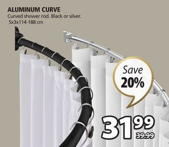 JYSK Aluminum curve curved shower rod offer