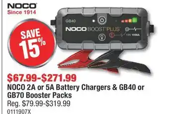 PartSource Noco 2a or 5a battery chargers & gb40 or gb70 booster packs offer