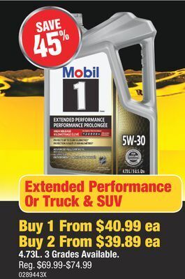 PartSource Mobil extended performance or truck & suv offer