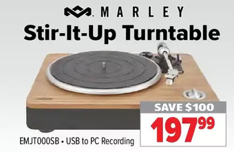 2001 Audio Video Marley stir-it-up turntable offer