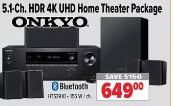 2001 Audio Video Onkyo 5.1-channel hdr 4k uhd home theater package offer