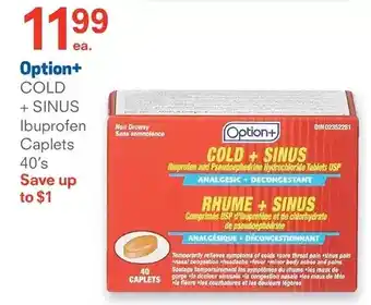 Guardian Pharmacy Option+ cold + sinus ibuprofen caplets offer