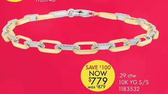 Charm Diamond 10k yellow gold & sterling silver 0.29ctw diamond paperclip bracelet offer