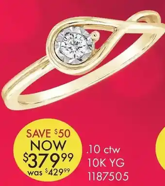 Charm Diamond 10k yellow gold 0.10ctw diamond promise ring offer