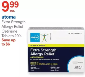 Guardian Pharmacy Atoma extra strength allergy relief cetirizine tablets offer